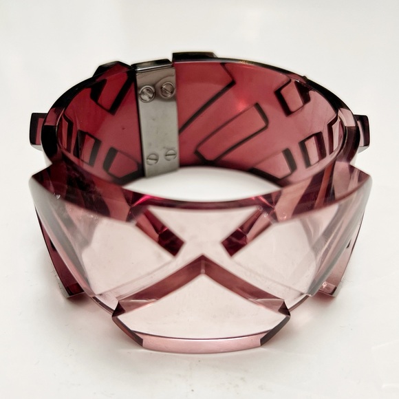 Burberry Prorsum Runway Plum Ombré Lucite Oversize Check Bracelet - Picture 3 of 8